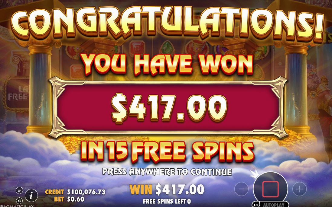 Free Spins retrigger with extra spins added to the count