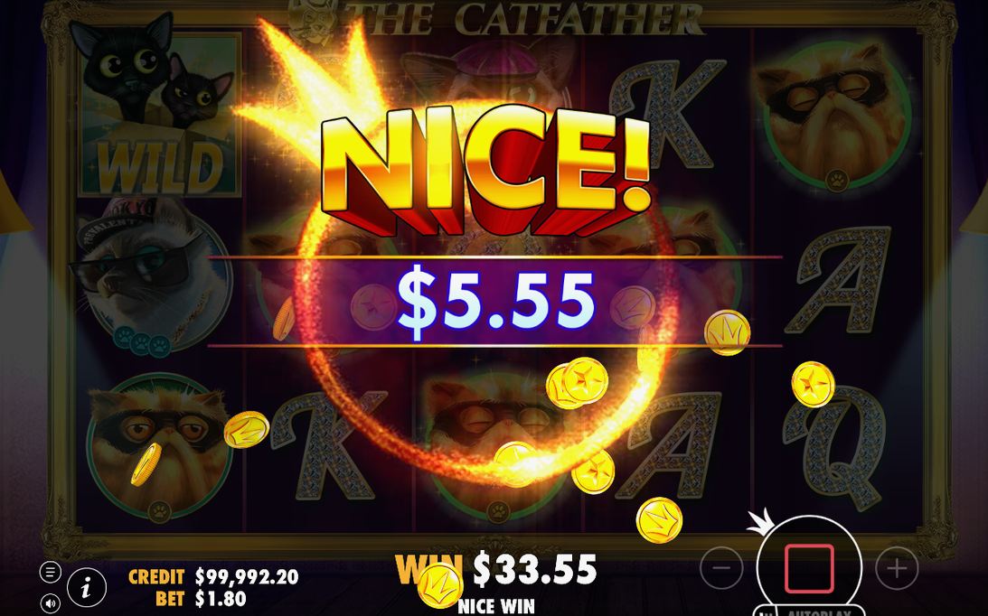 Win amount shown after a line win on the reels