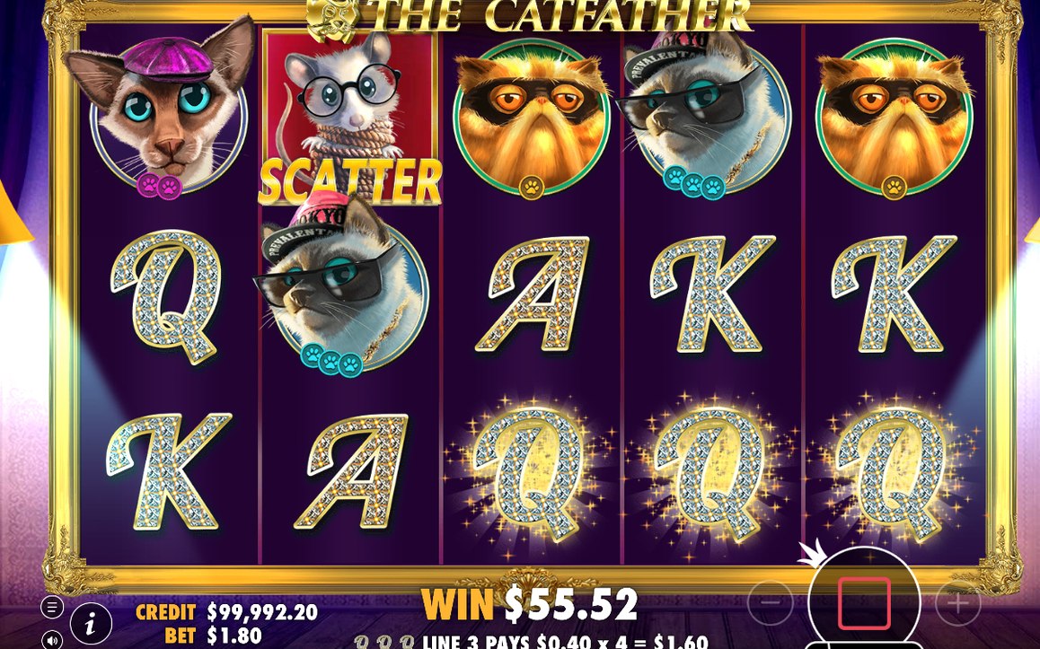 Base Game with five reels, three rows and nine paylines