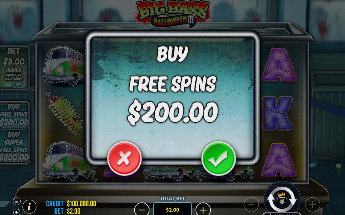 Bonus screen with MONEY values on the fish