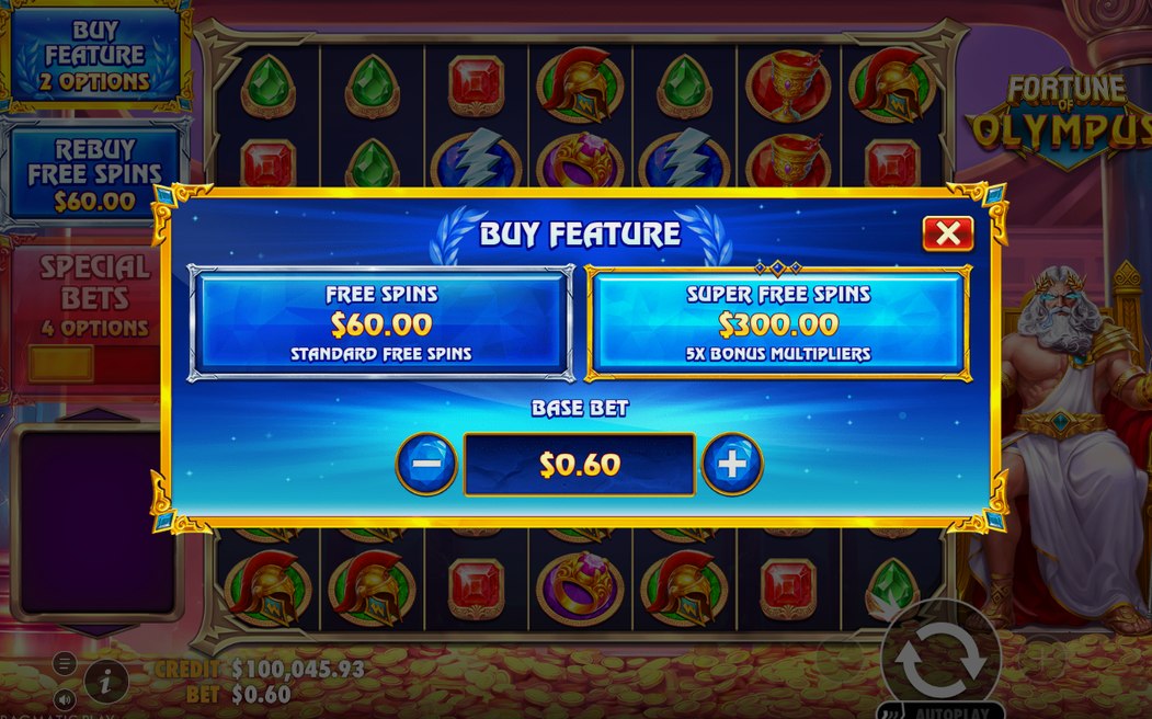 Bonus screen showing scatter symbols that start the round